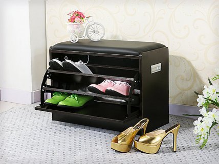 Entryway 3 Layer Shoe Storage Cabinet with Seater
