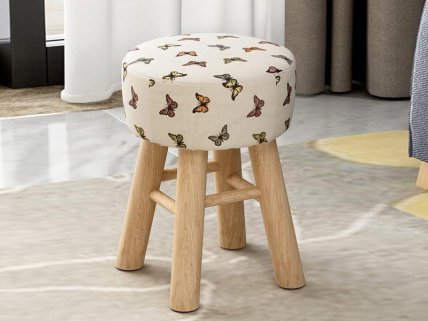 Round Wooden Stool - Butterfly