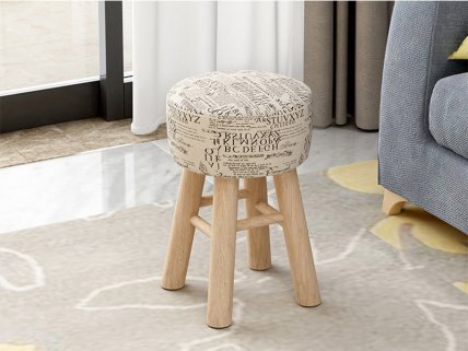 Round Wooden Stool - Font Print