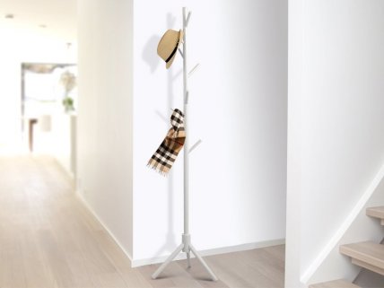 Standing Wooden Clothes Rack - White
