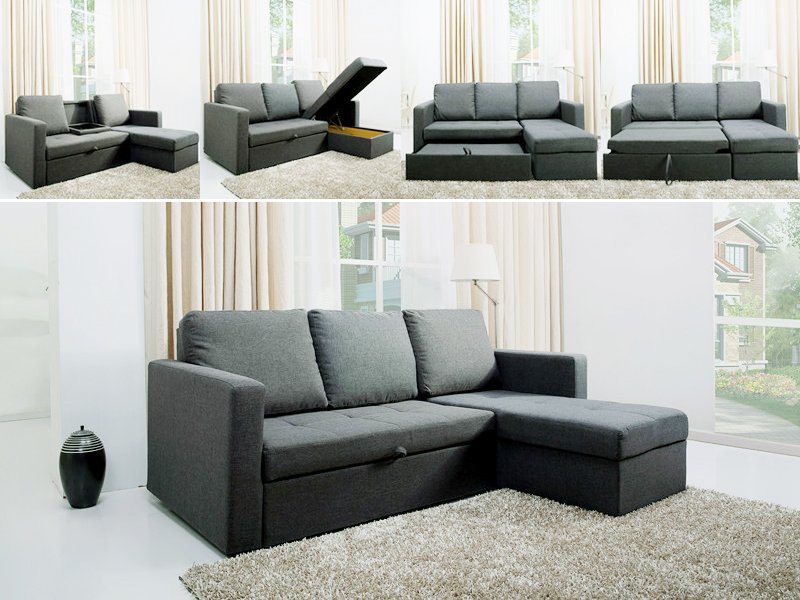 Multi Functional L Shaped Sofa Double Bed Crazy Sales