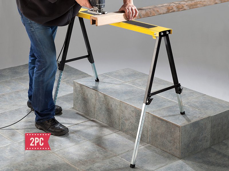 2pc Folding Extendable Leg Saw Horse Set