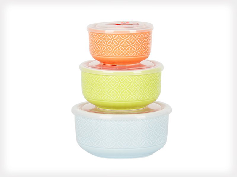 Ceramic Bowl Set with Microwave Vent Lids 6pc Crazy Sales We have