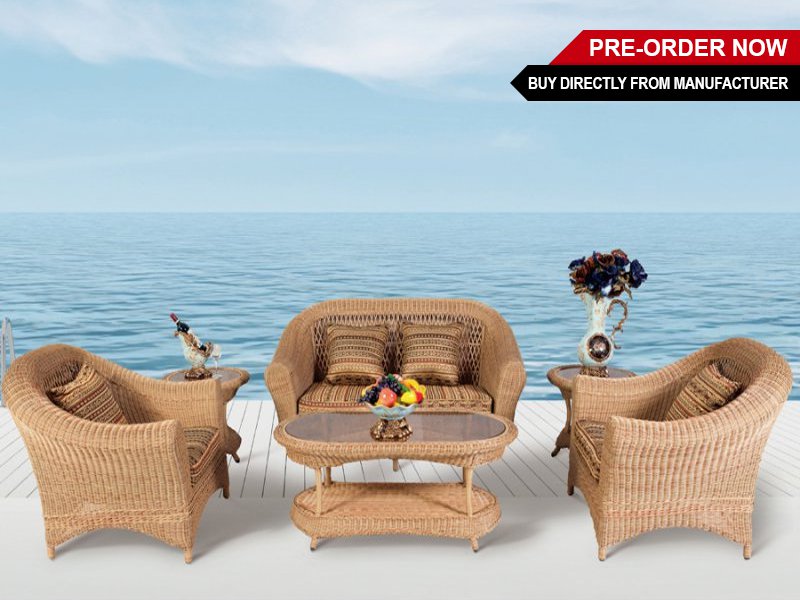 6pc PE Rattan Outdoor Sofa Set - Light Brown