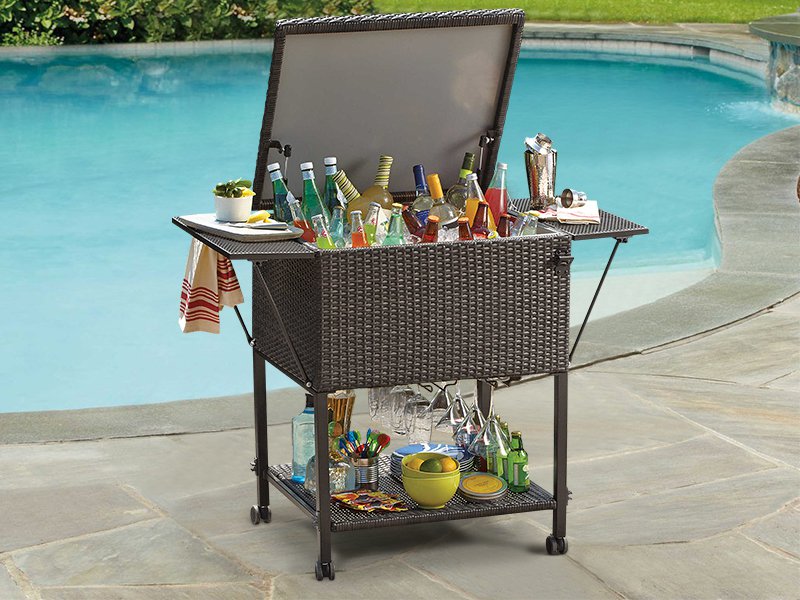 Outdoor PE Rattan Mobile Bar Unit