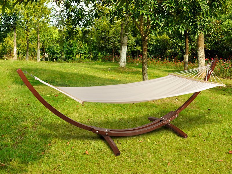 Outdoor Hammock with Arc Wooden Stand