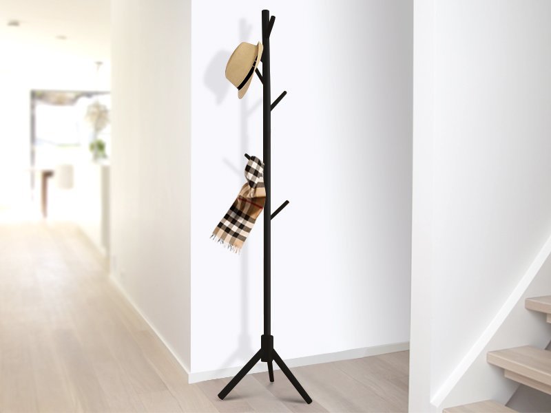 Standing Wooden Clothes Rack - Black