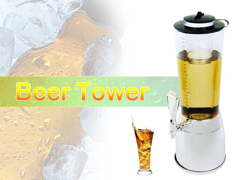 3 Liter Beer Tower / Beverage Tower with Ice Tube Crazy Sales We