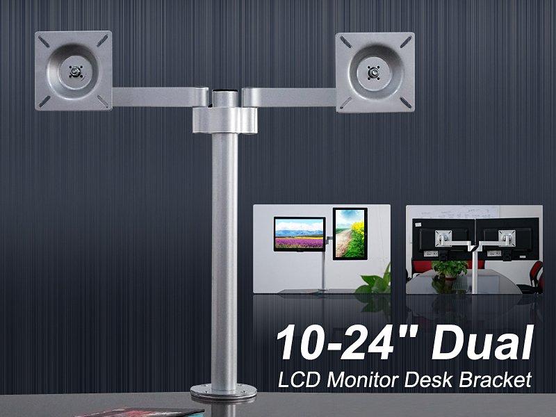 Dual LCD Monitor Desk Bracket 10"-24"
