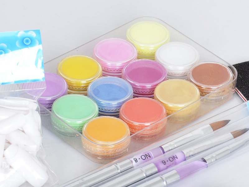 42pc acrylic powder nail art tips starter kit