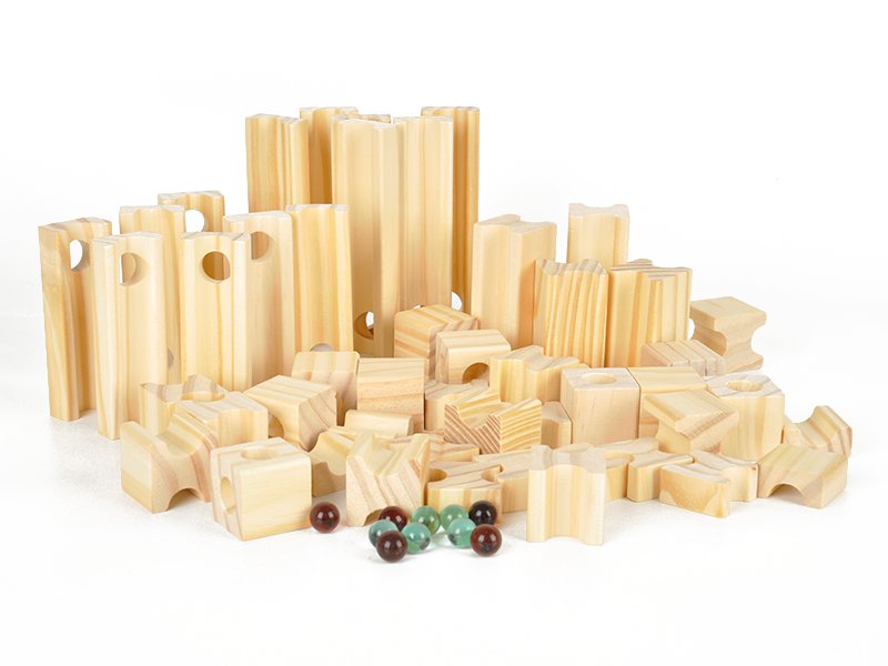 Deluxe Wooden Marble Run Toy 60 Pieces Crazy Sales We have the
