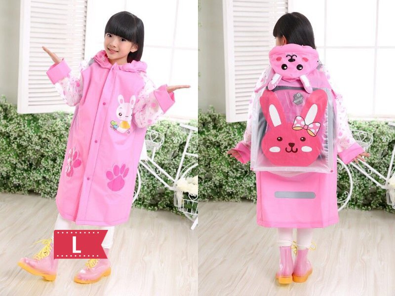 Kids Raincoat Pink- L