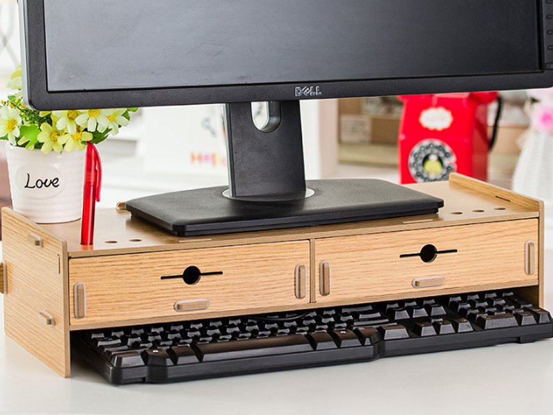 Computer Monitor Stand with Drawers