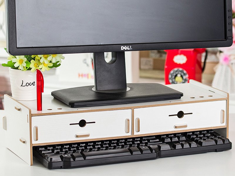 Wooden Computer Monitor Stand with Drawers White Crazy Sales We have the best daily deals