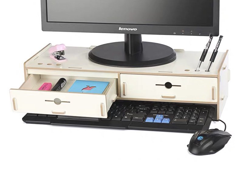 Wooden Computer Monitor Stand with Drawers White Crazy Sales We