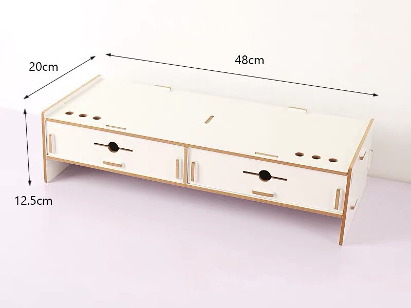 Wooden Computer Monitor Stand with Drawers White Crazy Sales We