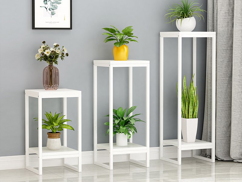 Square Shaped Plant Stands Set of 3 - White