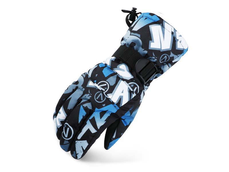 Ski Gloves Waterproof Blue/Grey - L