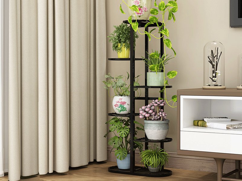 6 Tier Flower Plant Pot Stand - Black