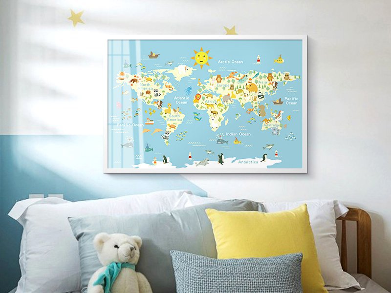 Children's Framed Animals World Map