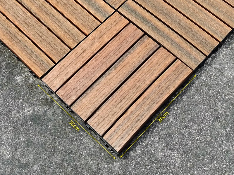 22pc Wood-Look Outdoor Floor Tiles - 30x30x2.5cm
