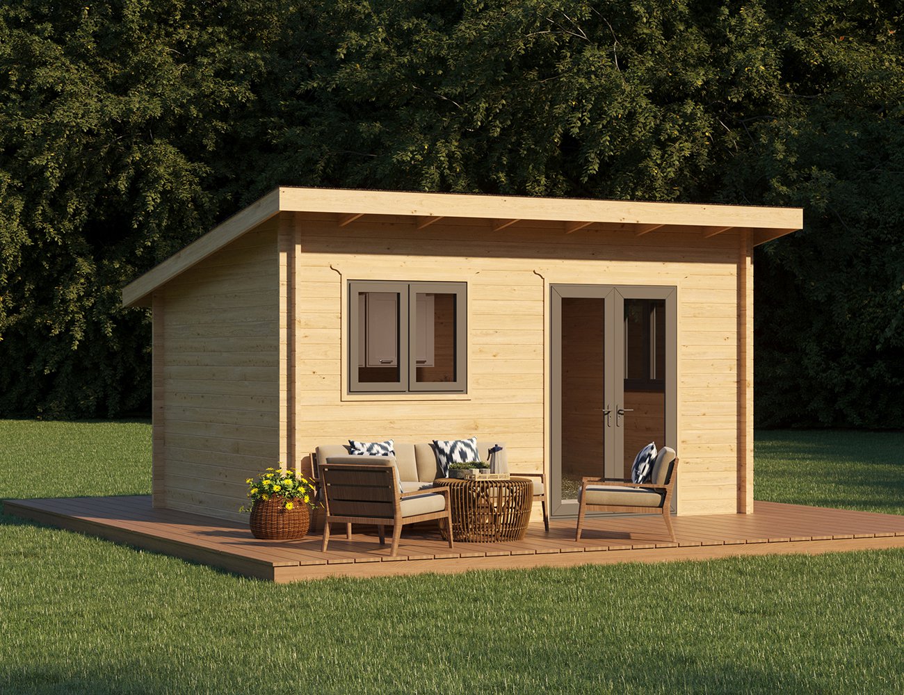 Evergreen Solid Wood Cabin Garden House - 4.5x3.3m