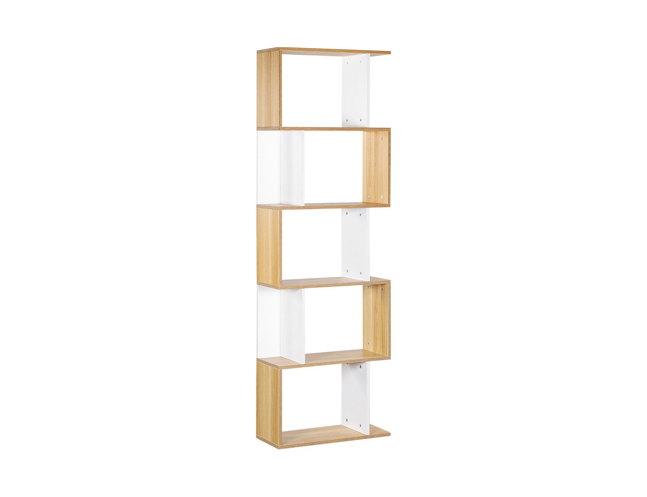 5-Level Bookshelf Wood & White (Fully Assembled)