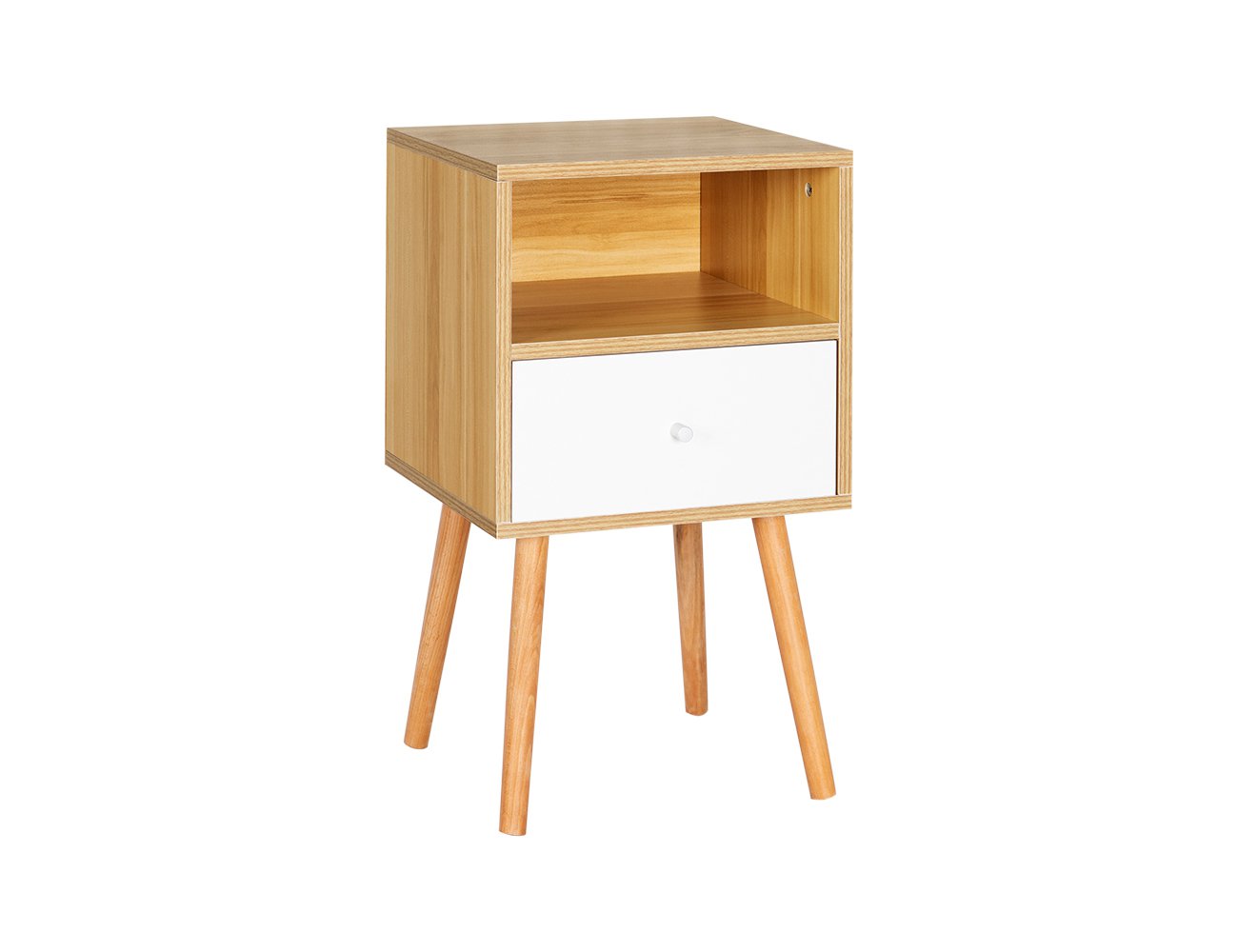 High Leg Bedside Table w/ Drawer (Fully Assembled)