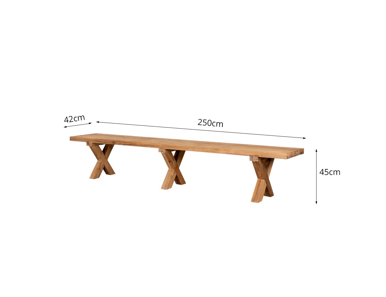 Teak X Leg Bench - 250cm @ Crazy Sales - We have the best daily deals