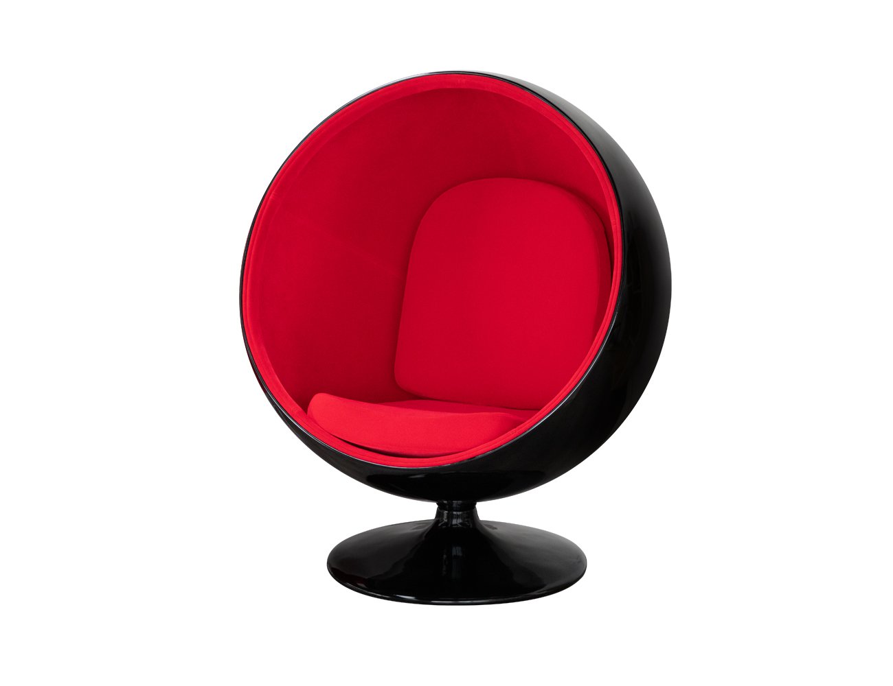 Classic Modern Ball Chair - Black/Red