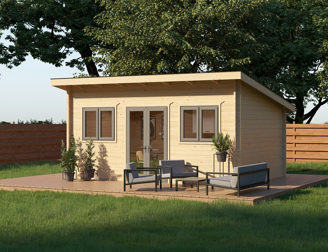Pineview Solid Wood Cabin Garden House - 5.3x3.8m