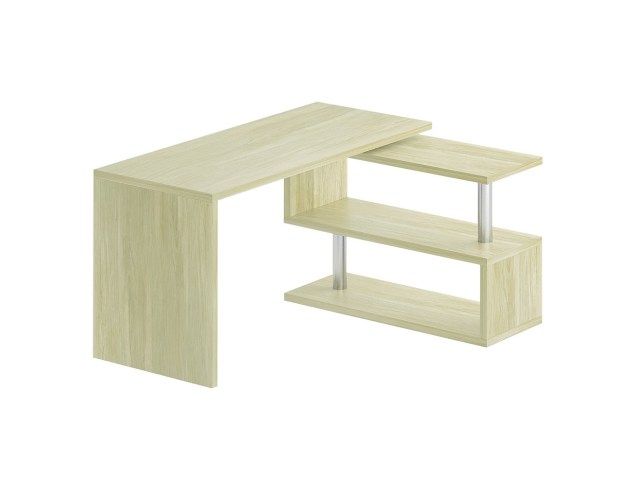 Rotatable Computer Desk & Shelf 140CM - Maple Wood