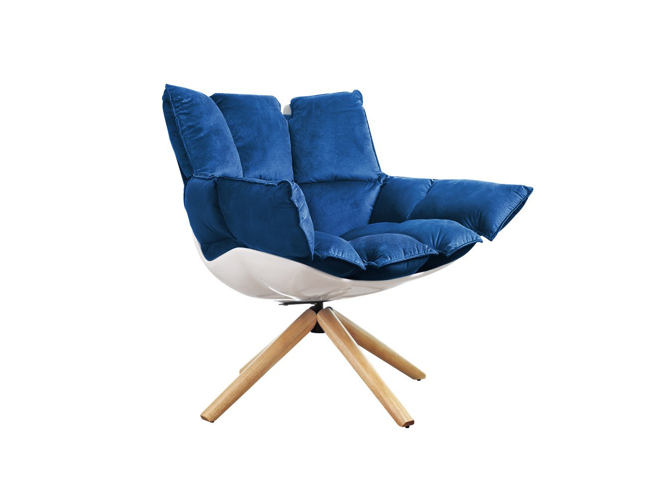 Replica Husk Chair w/ Wood Base - Blue
