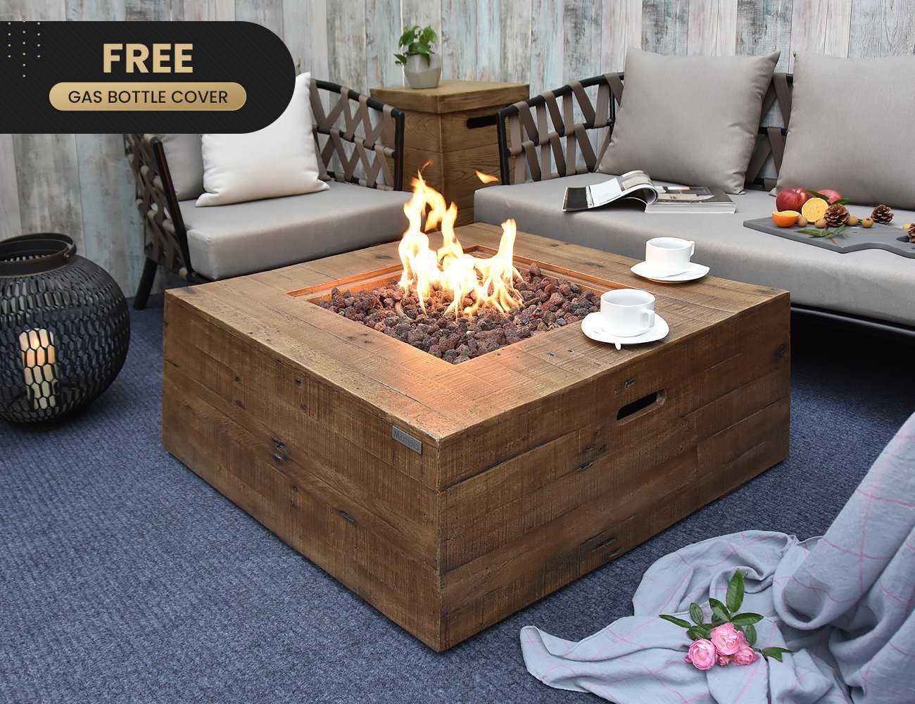 Maunganui Gas Fire Pit + Square Tank Cover
