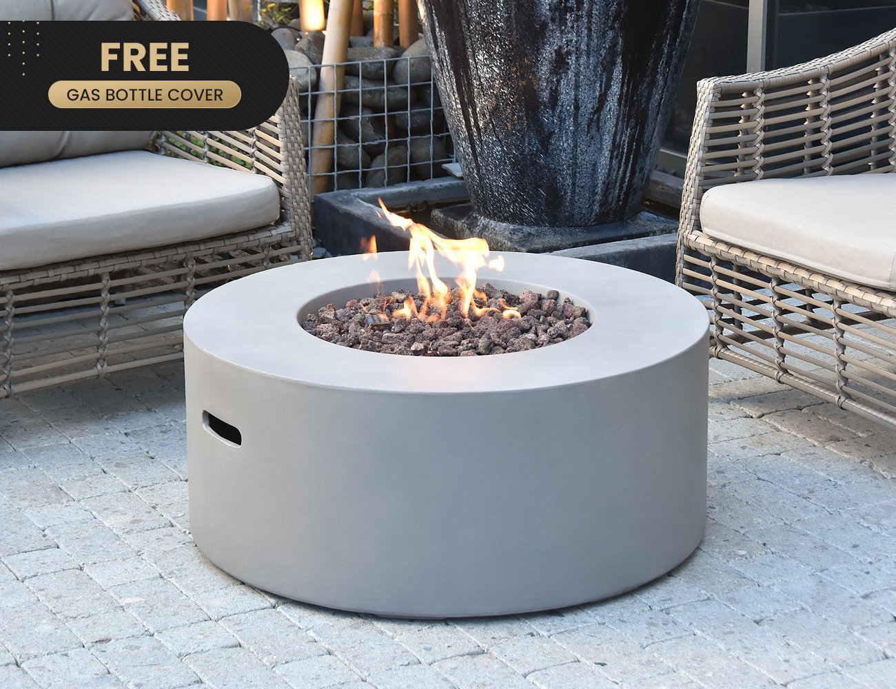 Ruapehu Gas Fire Pit + Round Tank Cover