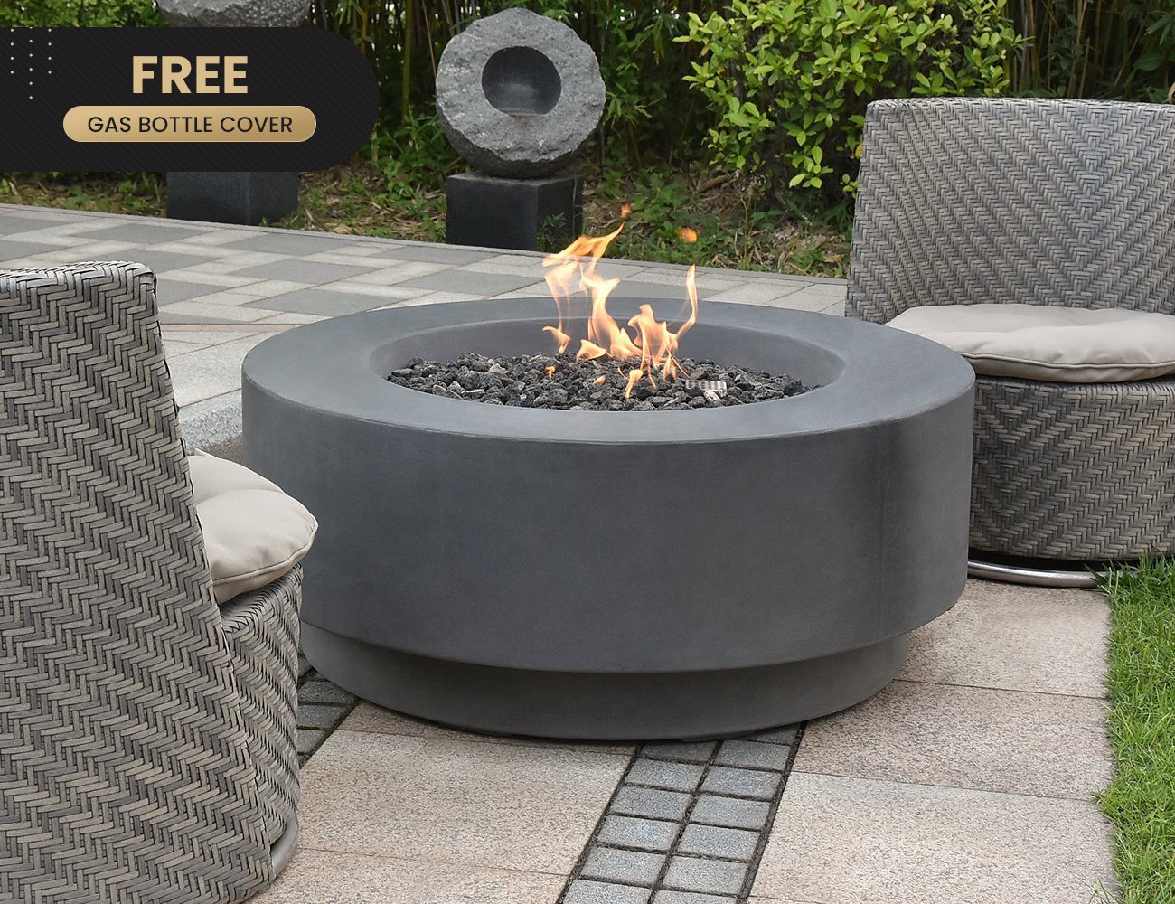 Ngauruhoe Gas Fire Pit + Round Tank Cover