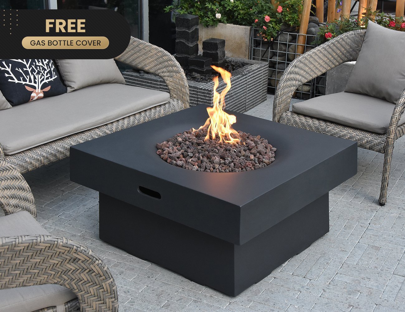 Tongariro Gas Fire Pit + Square Tank Cover