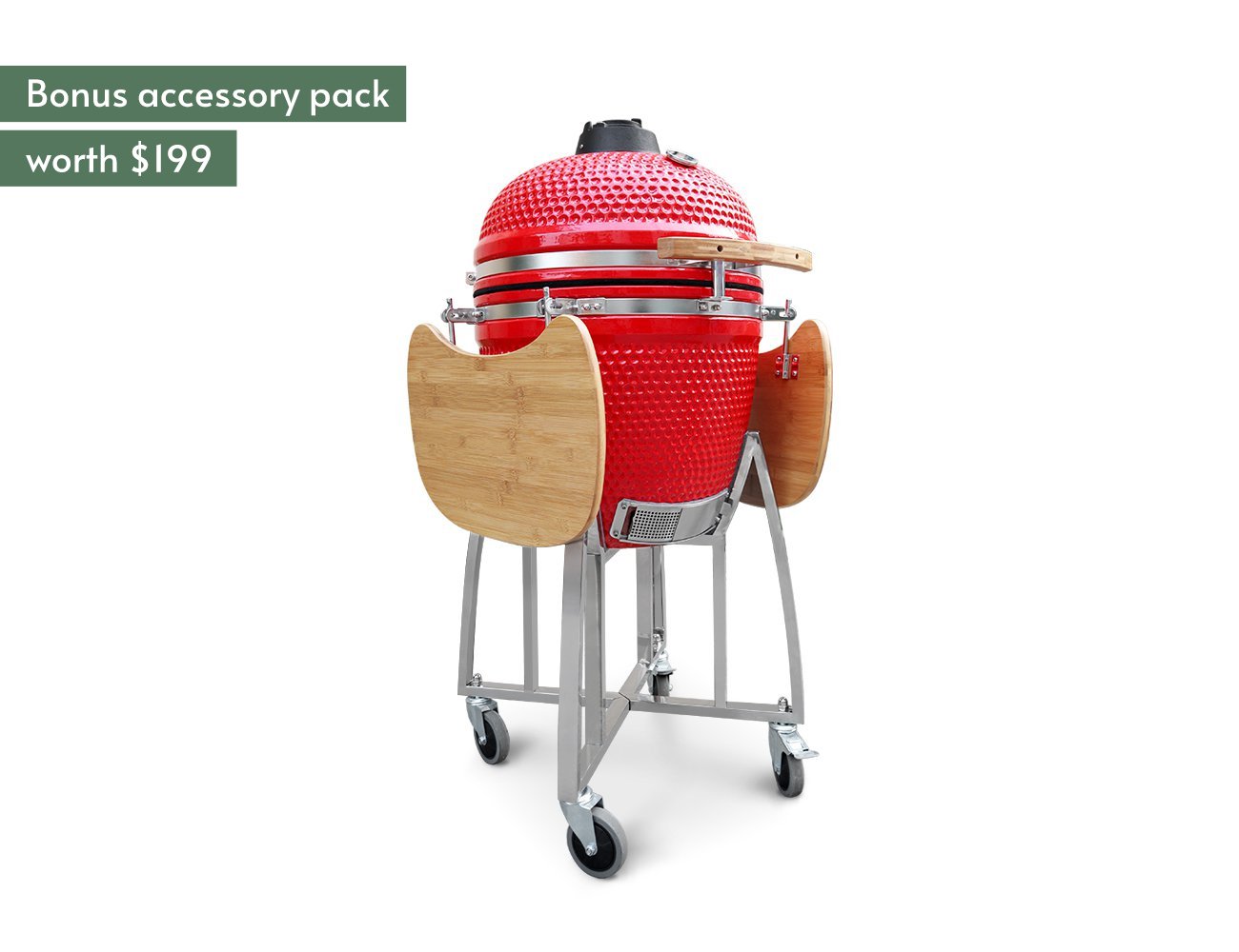 21" Kamado Red BBQ + Accessory Pack