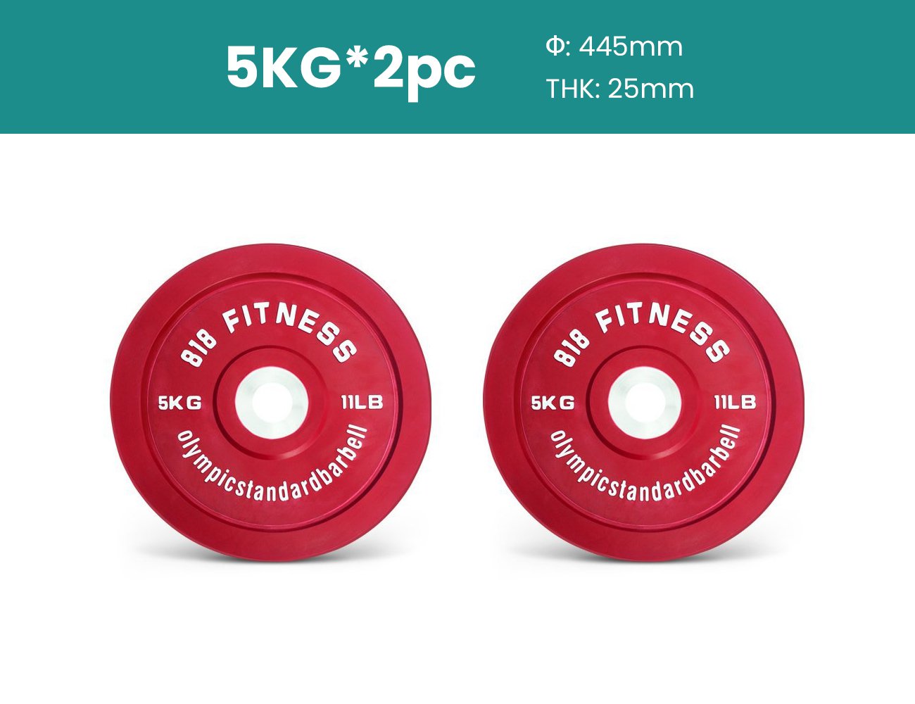5kg Olympic Bumper Weight Plates x 2 Pieces