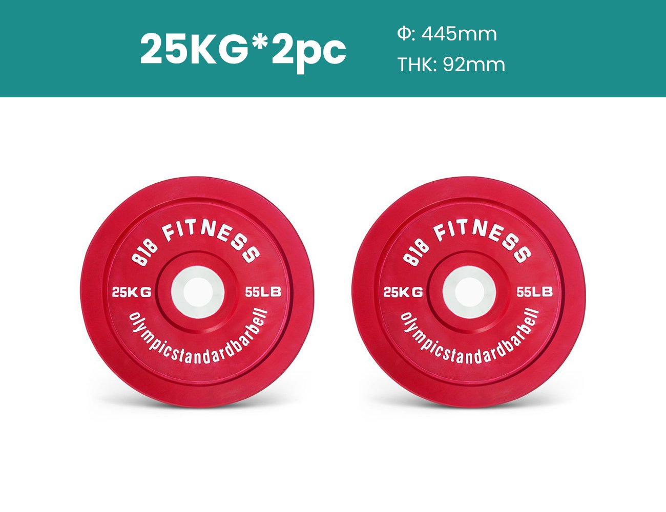 25kg Olympic Bumper Weight Plates x 2 Pieces