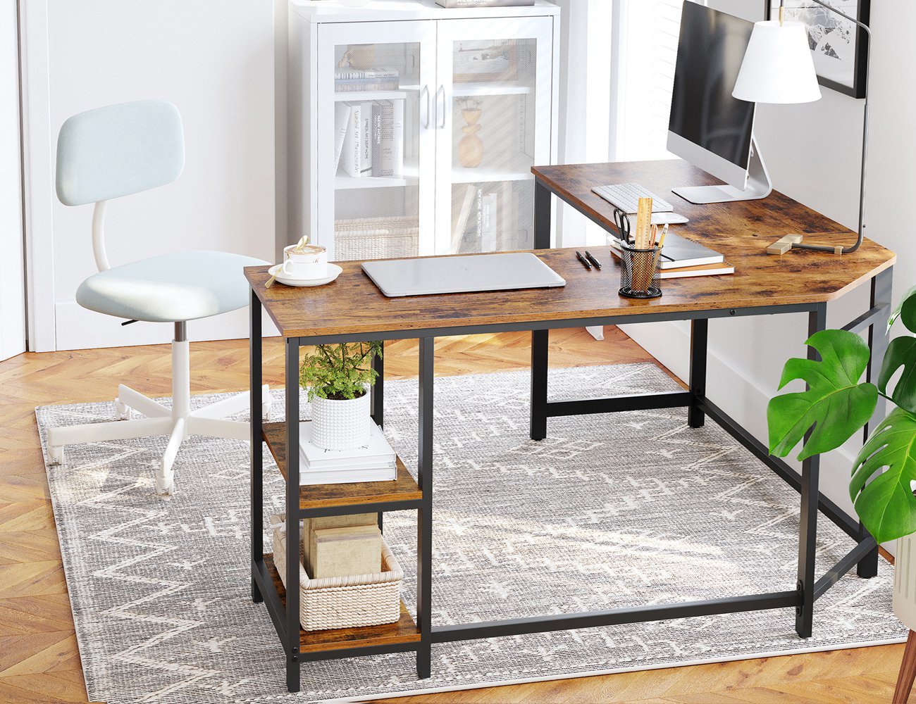 Vasagle LShape Desk with Shelves Crazy Sales We have the best