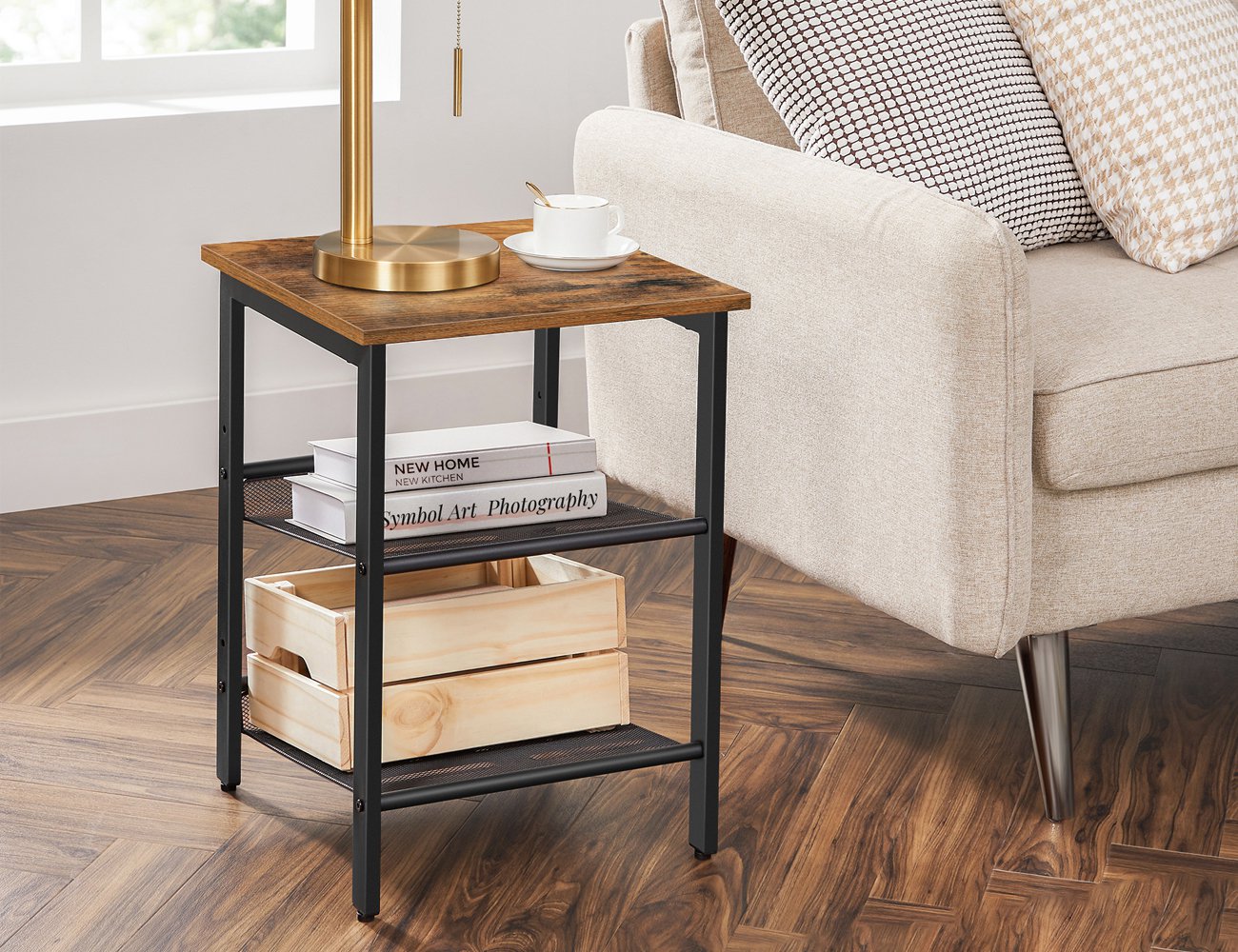 Vasagle Side Table with Mesh Shelves  2pc Set