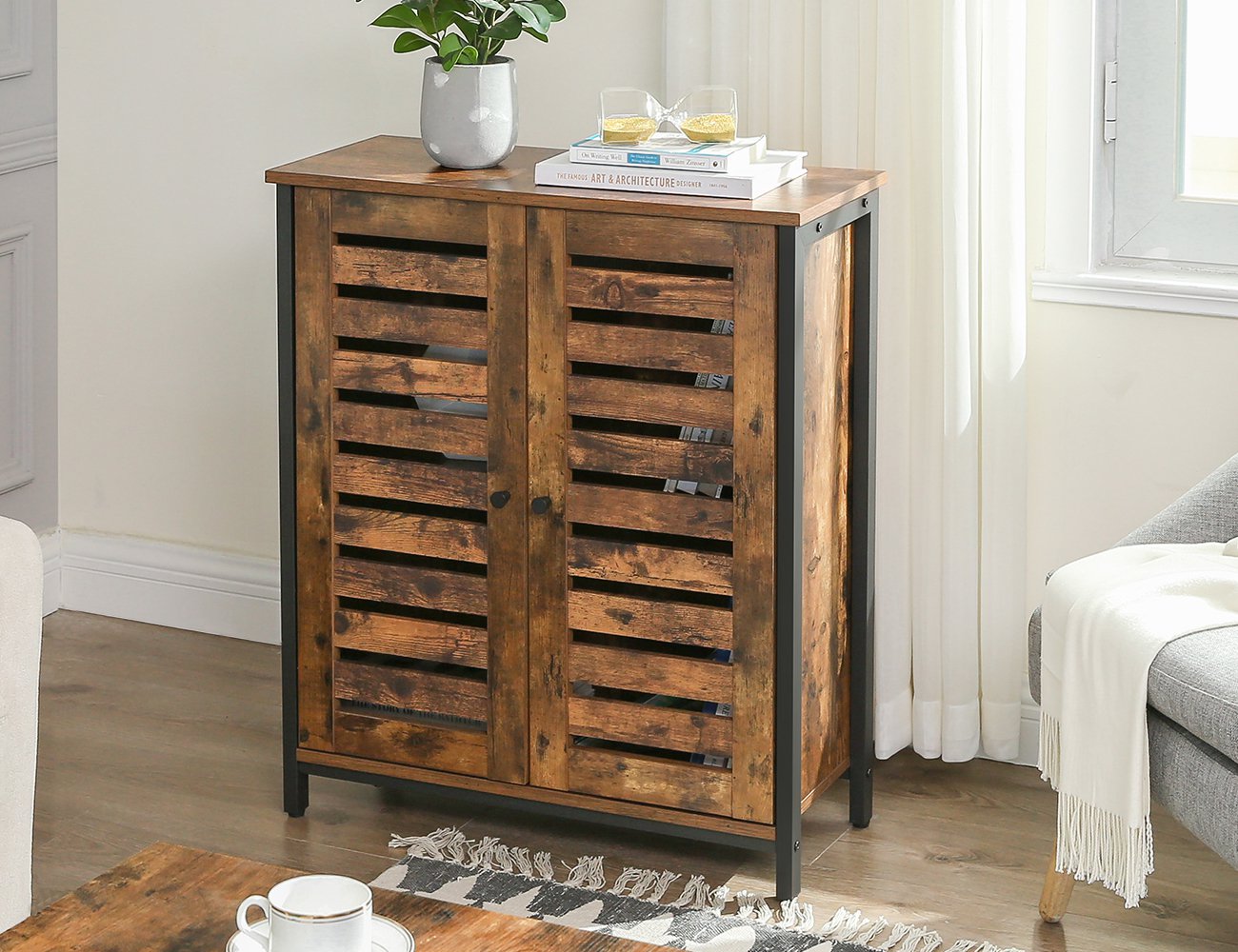 Vasagle Storage with Louvered Doors Crazy Sales We have the