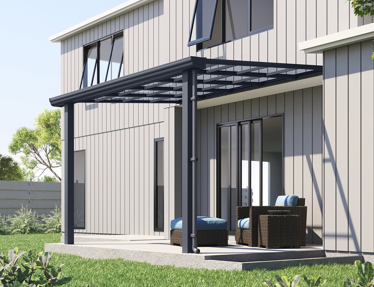 3 x 3m Wall Mounted Patio Cover Grey Crazy Sales We have the best