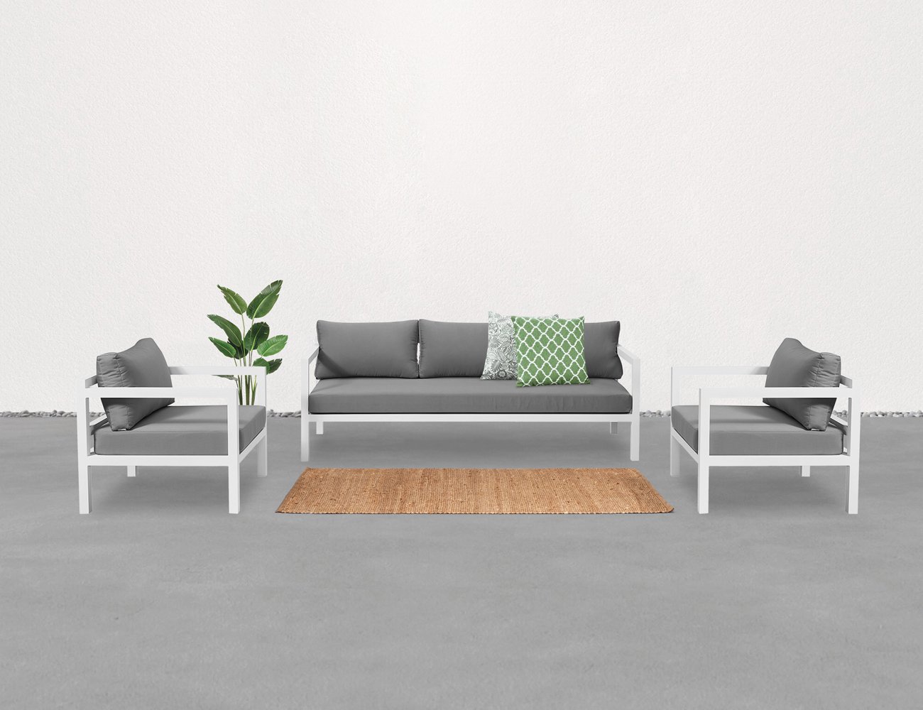 Faro Aluminium Sofa + Club Chairs - White