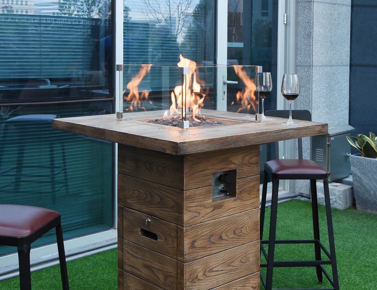 Rova Gas Fire Pit Bar Table