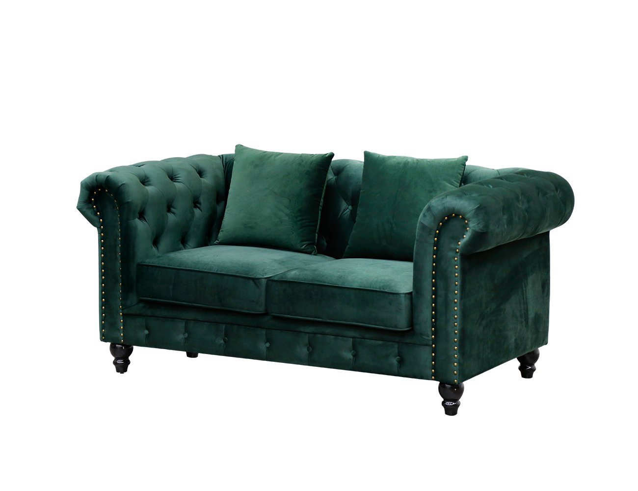 Elton Velvet 2 Seater Sofa - Green