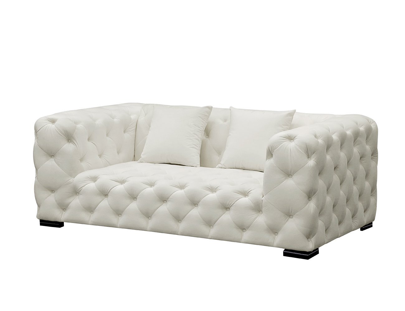 Cleo Velvet Tufted 2 Seater Sofa - Off White