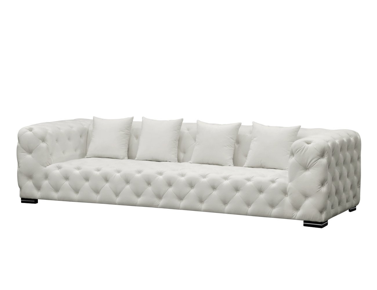 Cleo Velvet Tufted 4 Seater Sofa - Off White