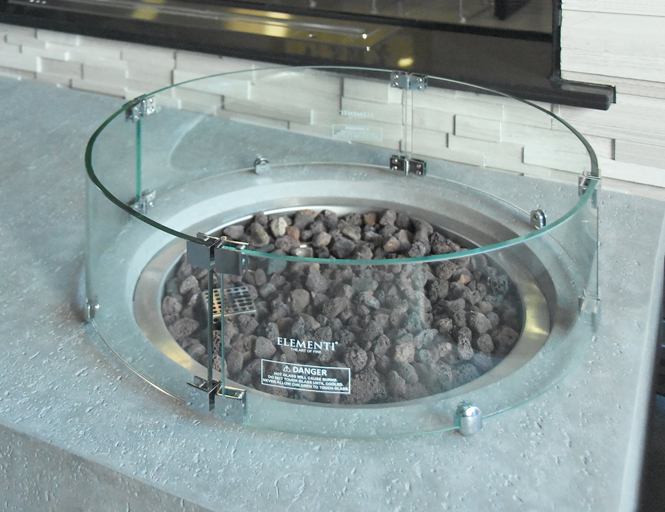 Glass Fire Pit Flame Guard - Round